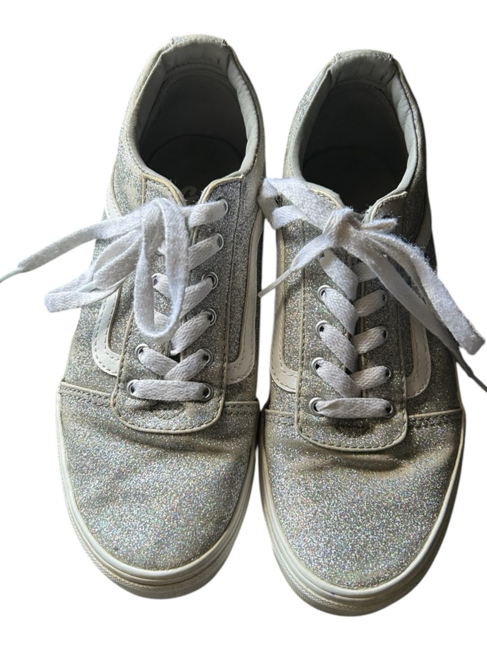 Vans Kid’s Size 4 Silver Glitter Low-Top Sneakers